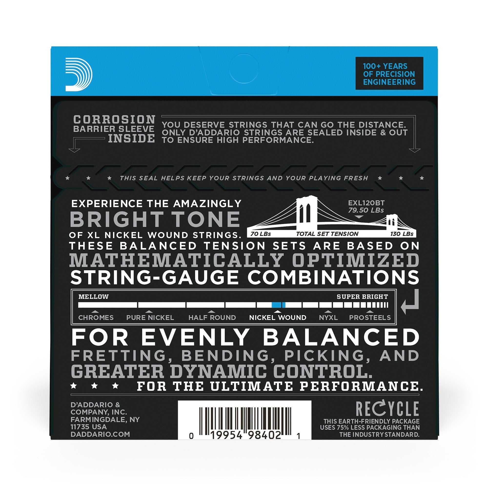 D'Addario EXL115BT Nickel Wound Balanced Tension Medium Electric Guitar Strings (11-50)