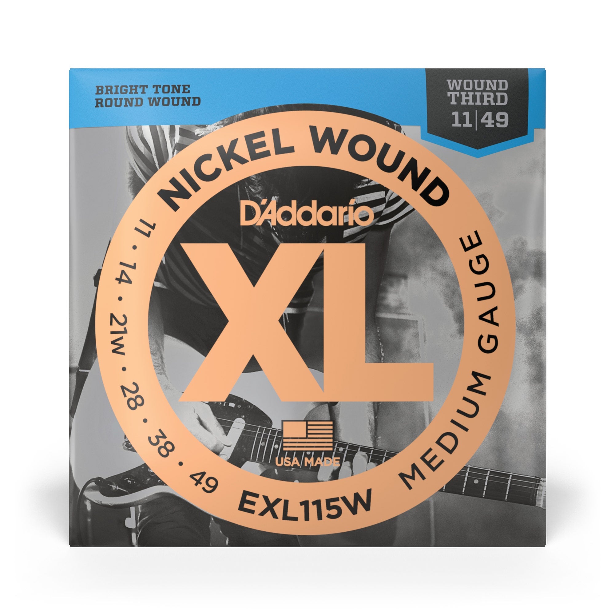 10 Sets of D'Addario EXL115W Nickel Wound Medium Blues/Jazz Rock Wound 11-49