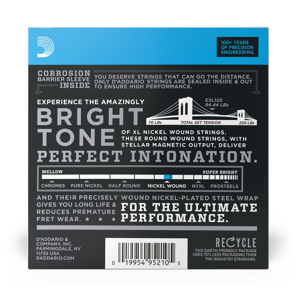 10 Sets of D'Addario EXL120 Nickel Wound Super Light Electric Guitar Strings Pack (9-42)