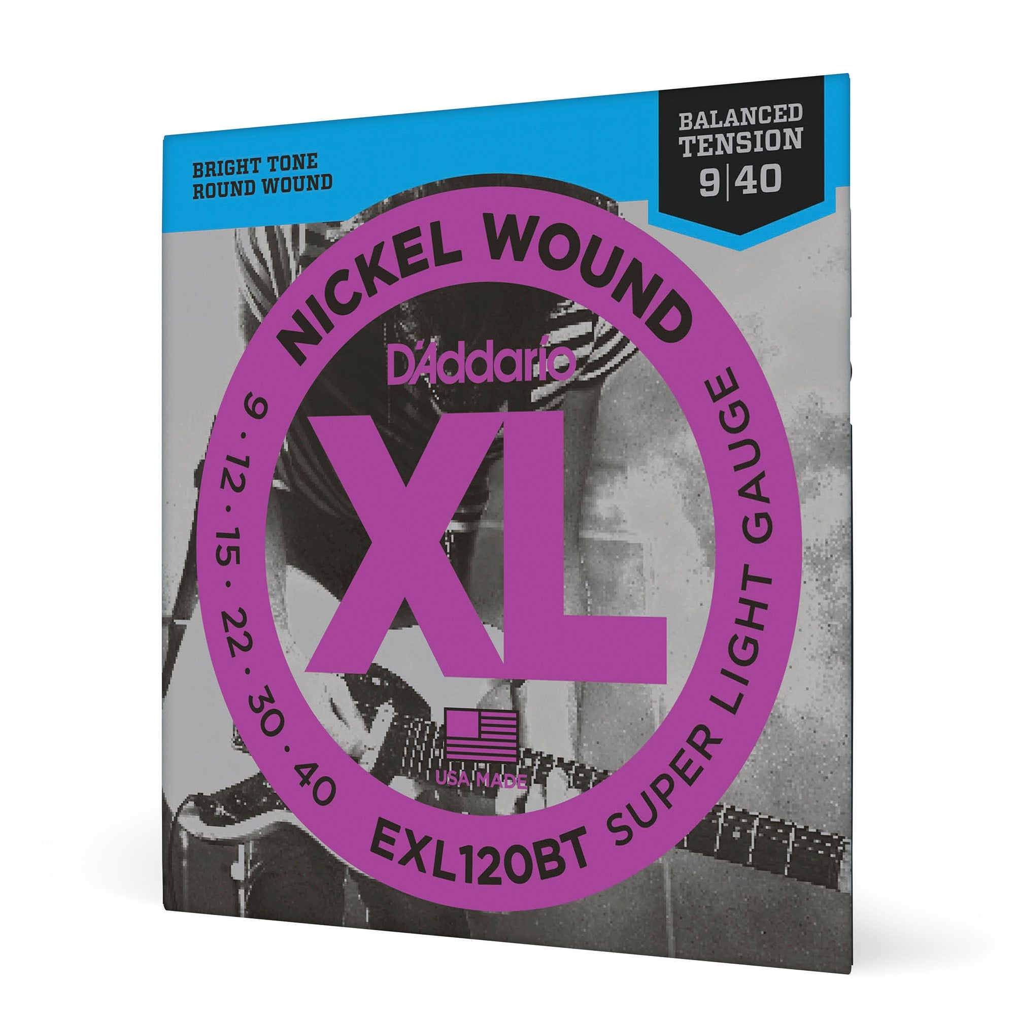 D'Addario EXL120BT Nickel Wound Balanced Tension Super Light Electric Guitar Strings (9-40)