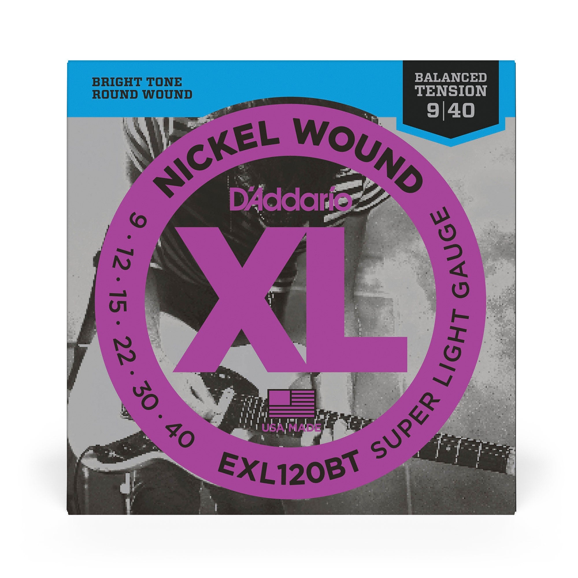 D'Addario EXL120BT Nickel Wound Balanced Tension Super Light Electric Guitar Strings (9-40)