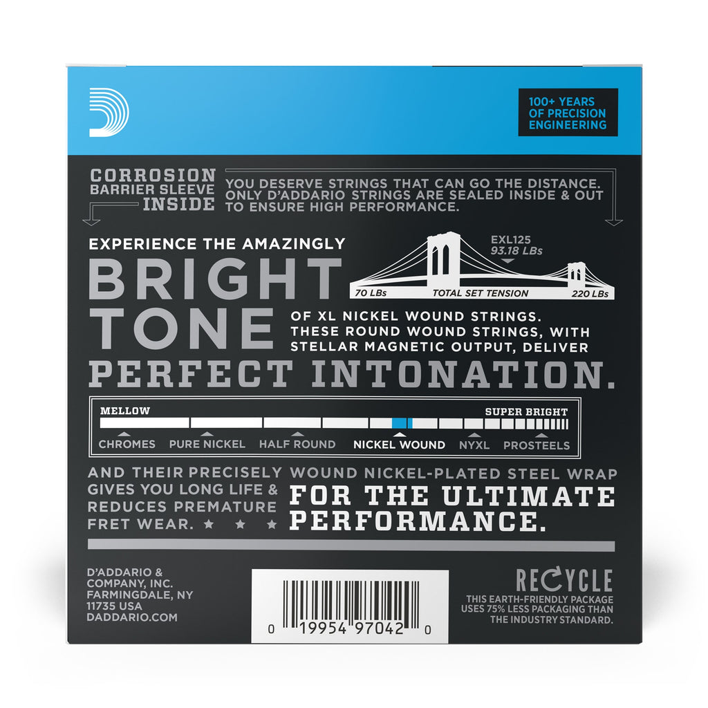 10 Sets of D'Addario EXL125 Light Top Regular Bottom Electric Guitar Strings (9-46)