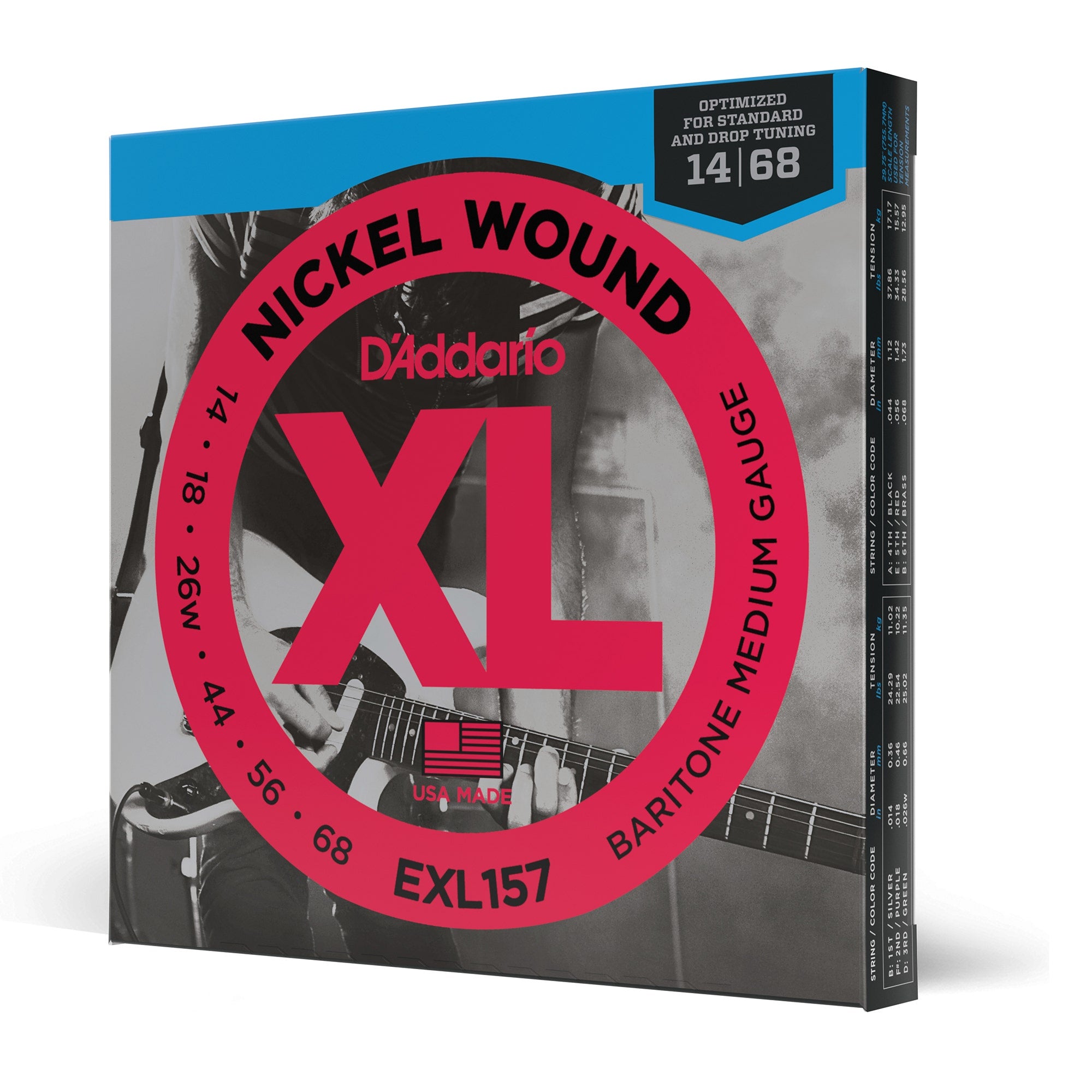 D'Addario EXL157 Nickel Wound, Baritone Medium, 14-68 Guitar Strings