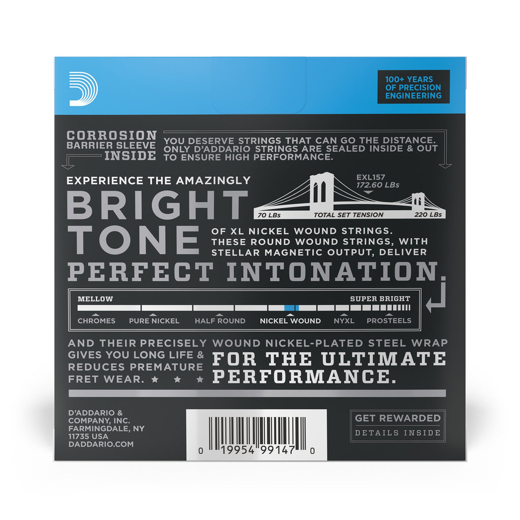 D'Addario EXL157 Nickel Wound, Baritone Medium, 14-68 Guitar Strings