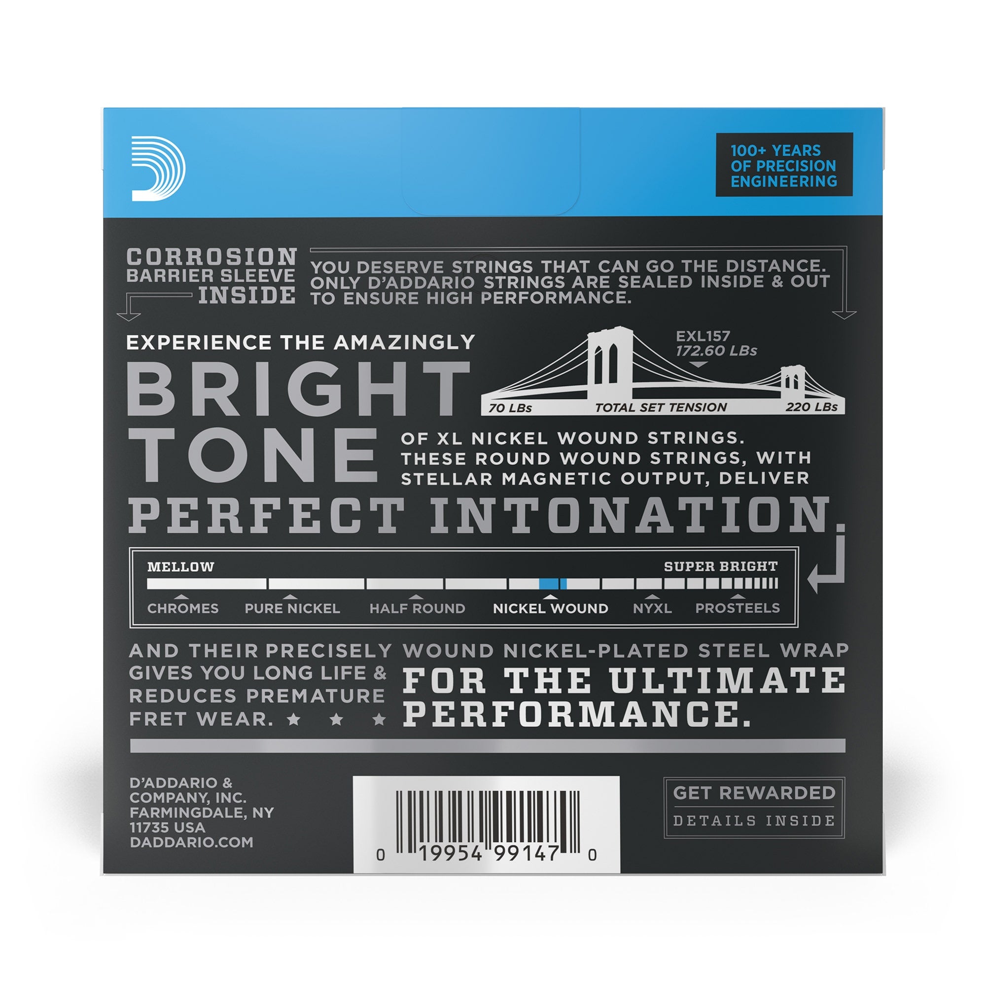 D'Addario EXL157 Nickel Wound, Baritone Medium, 14-68 Guitar Strings