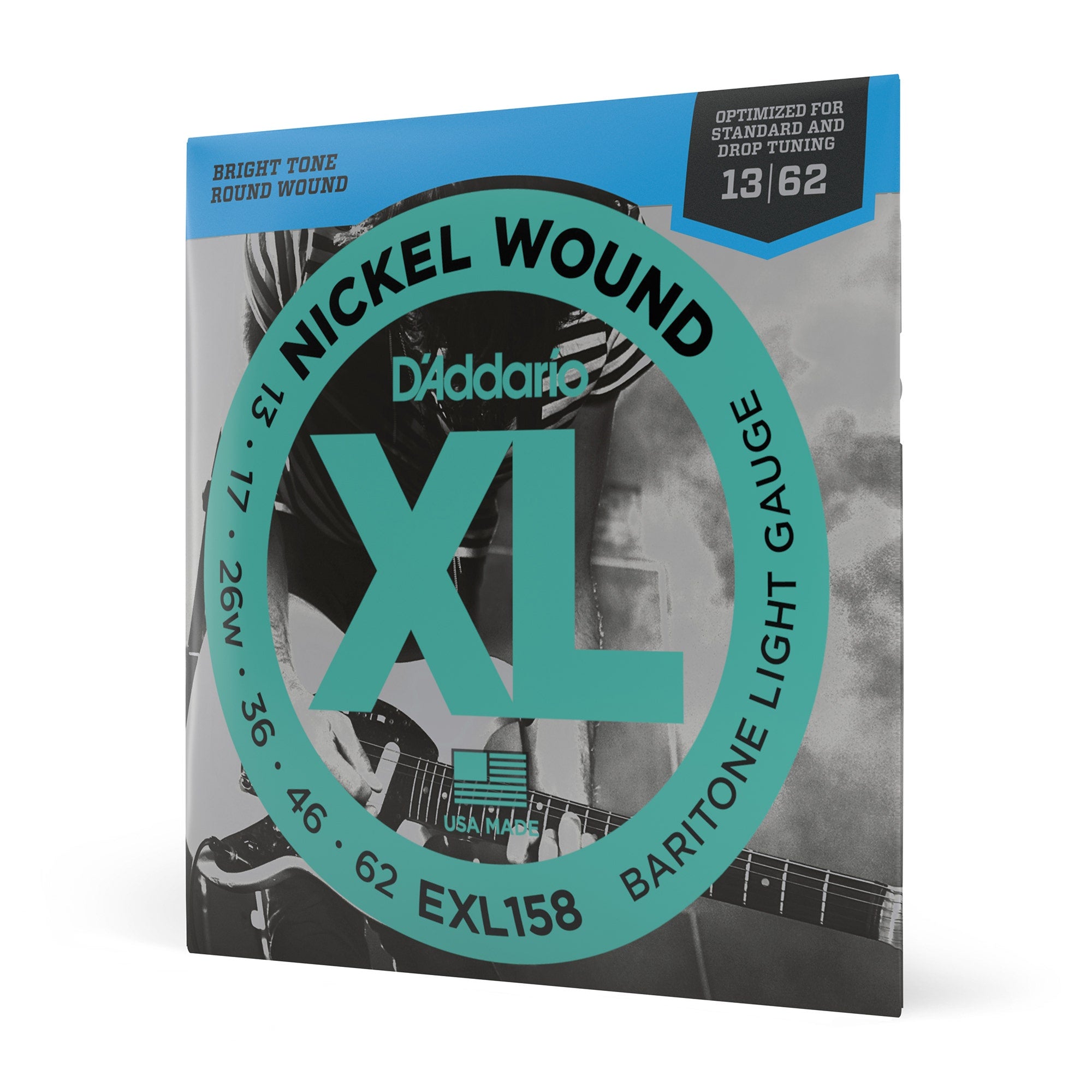 D'Addario EXL158 Electric Guitar Strings, Nickel Wound, Baritone Light (13-62)