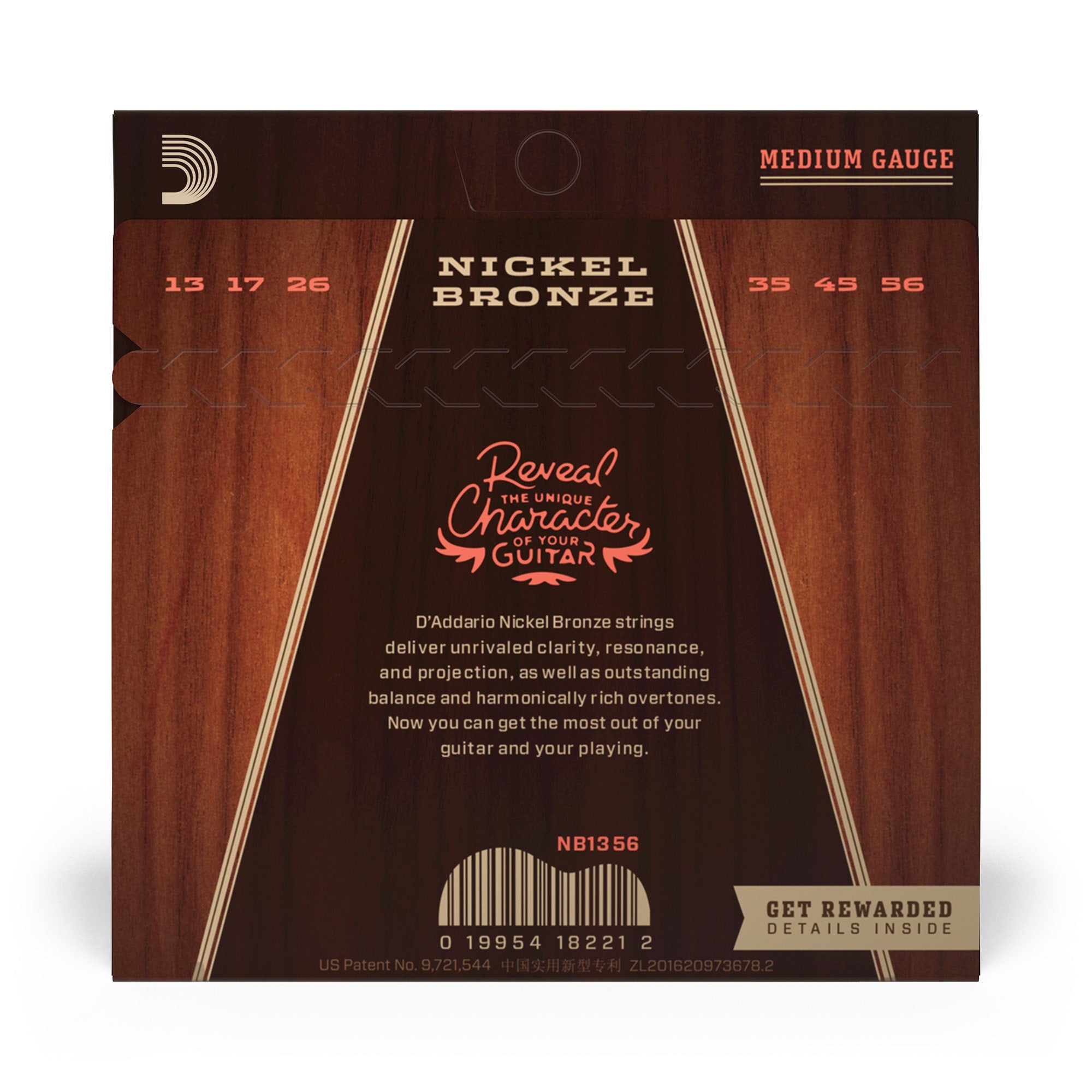 D'Addario NB1356 Nickel Bronze Medium Acoustic Guitar Strings (13-56)