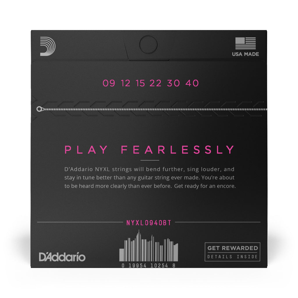 D'Addario NYXL 0940BT Nickel Wound Balanced Tension Super Light Electric Guitar Strings (9-40)