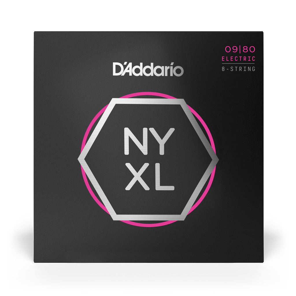D'Addario NYXL 0980 Nickel Wound 8-String Super Light Electric Guitar Strings (9-80)