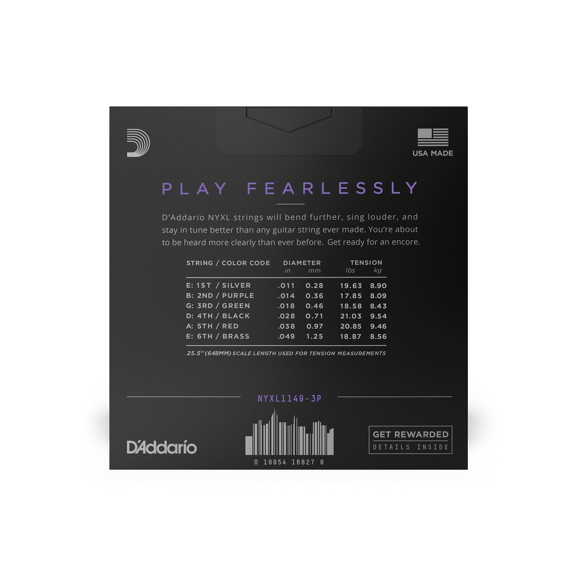 3 Sets of D'Addario NYXL 1149 Nickel Wound Medium Electric Guitar Strings (11-49)