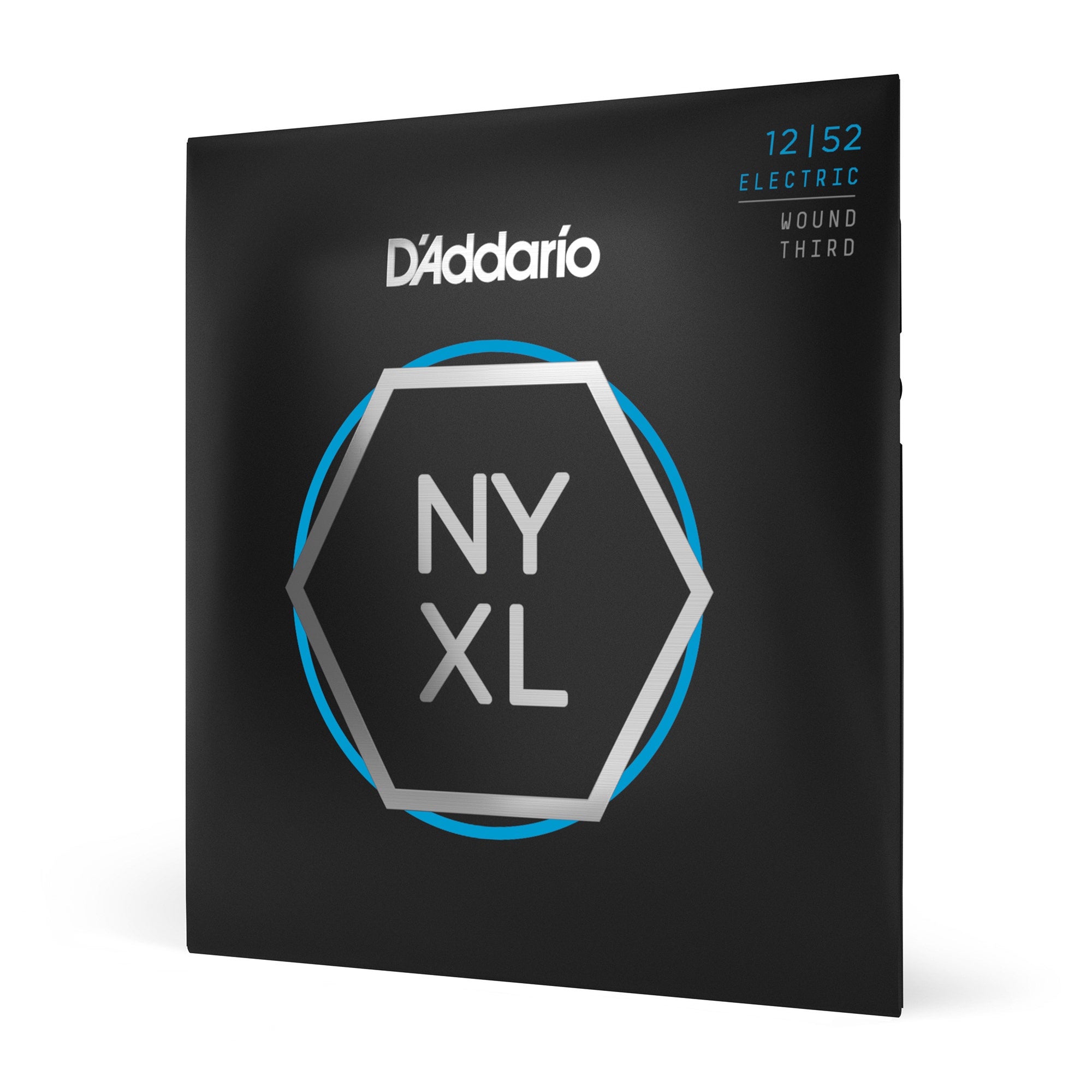 D'Addario NYXL 1252W Nickel Wound Light Wound 3rd/G-String Electric Guitar Strings (12-52)