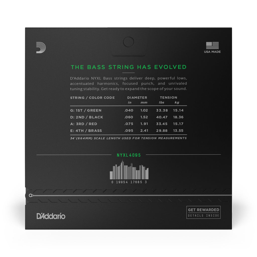 D'Addario NYXL 4095 Long Scale Super Light Bass Strings (40-95)