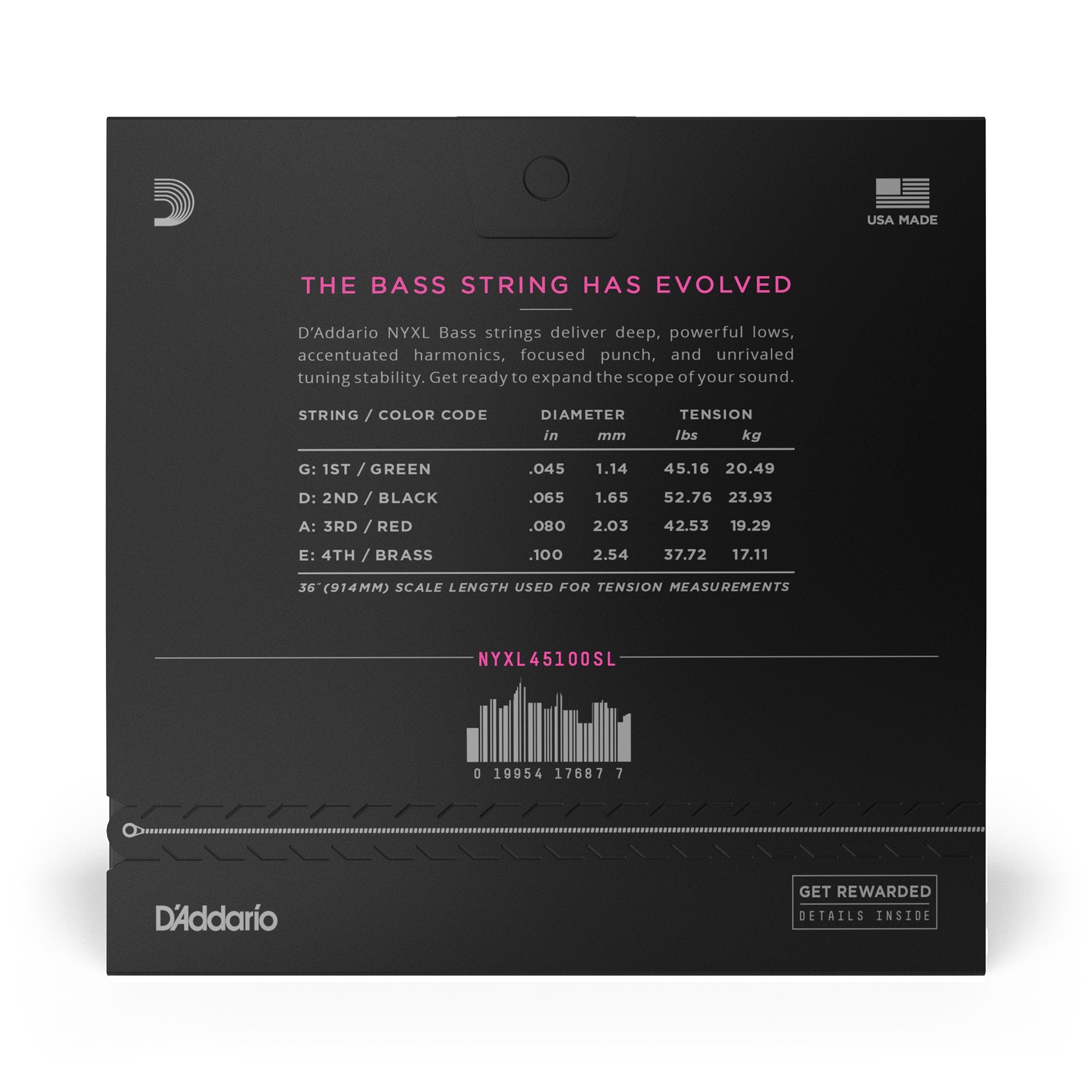 D'Addario NYXL 45100SL Super Long Scale Regular Light Bass Strings (45-100)