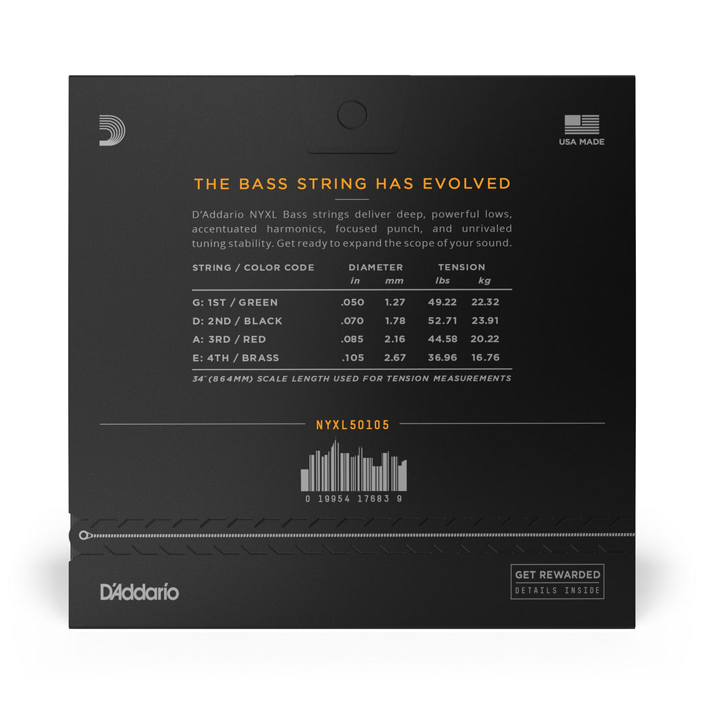 D'Addario NYXL 50105 Long Scale Medium Bass Strings (50-105)