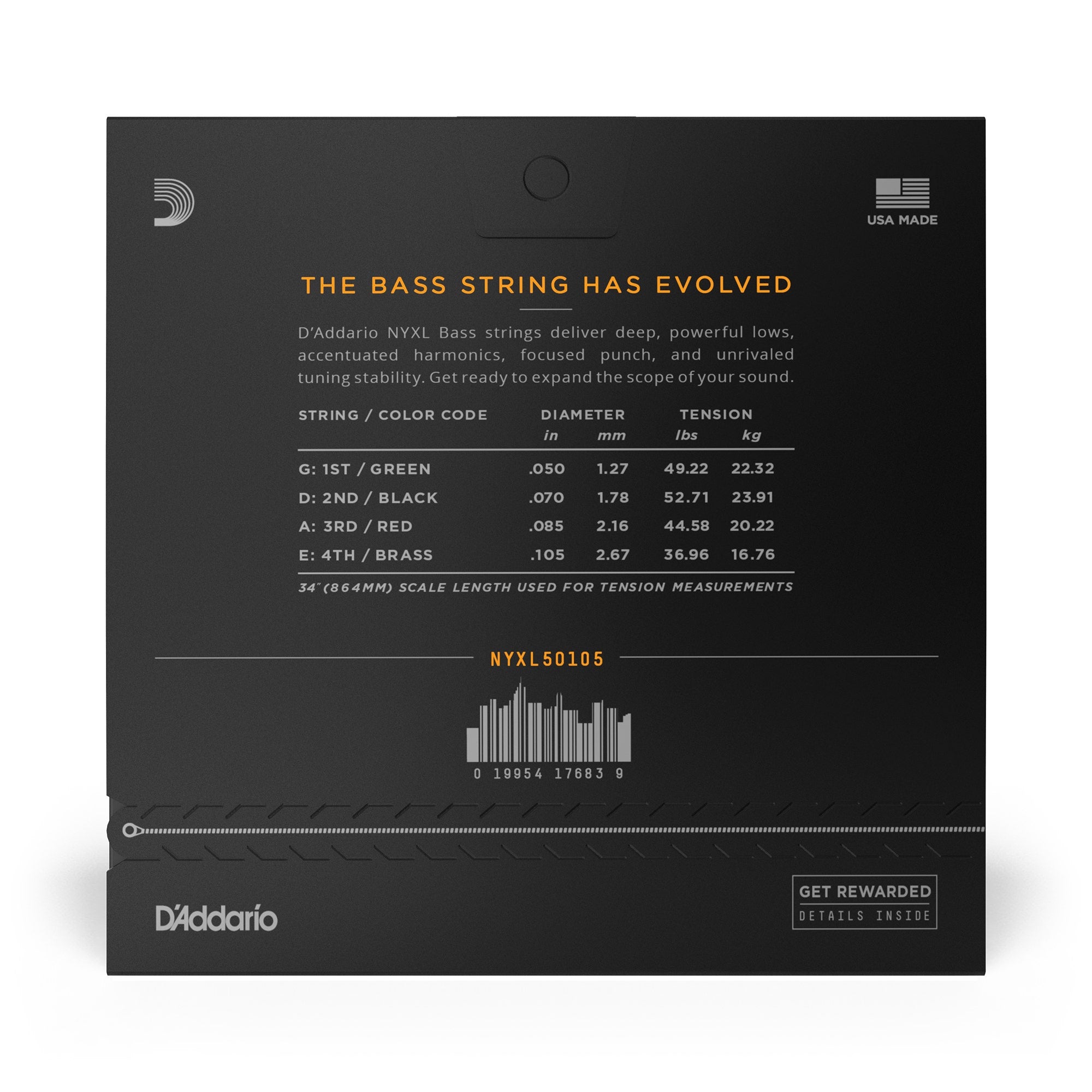 D'Addario NYXL 50105 Long Scale Medium Bass Strings (50-105)