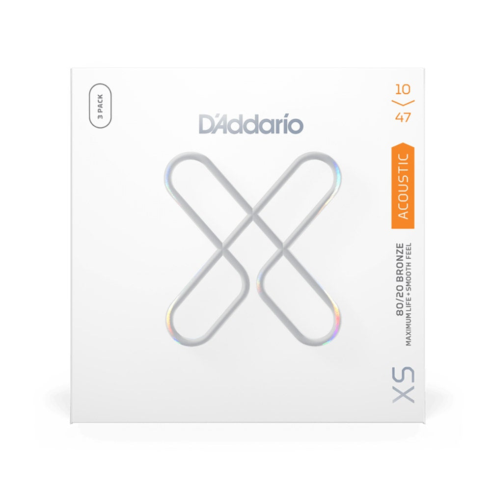 D'Addario XSABR1047-3P 3-Pack 80/20 Bronze Coated Acoustic Guitar Strings, 10-47