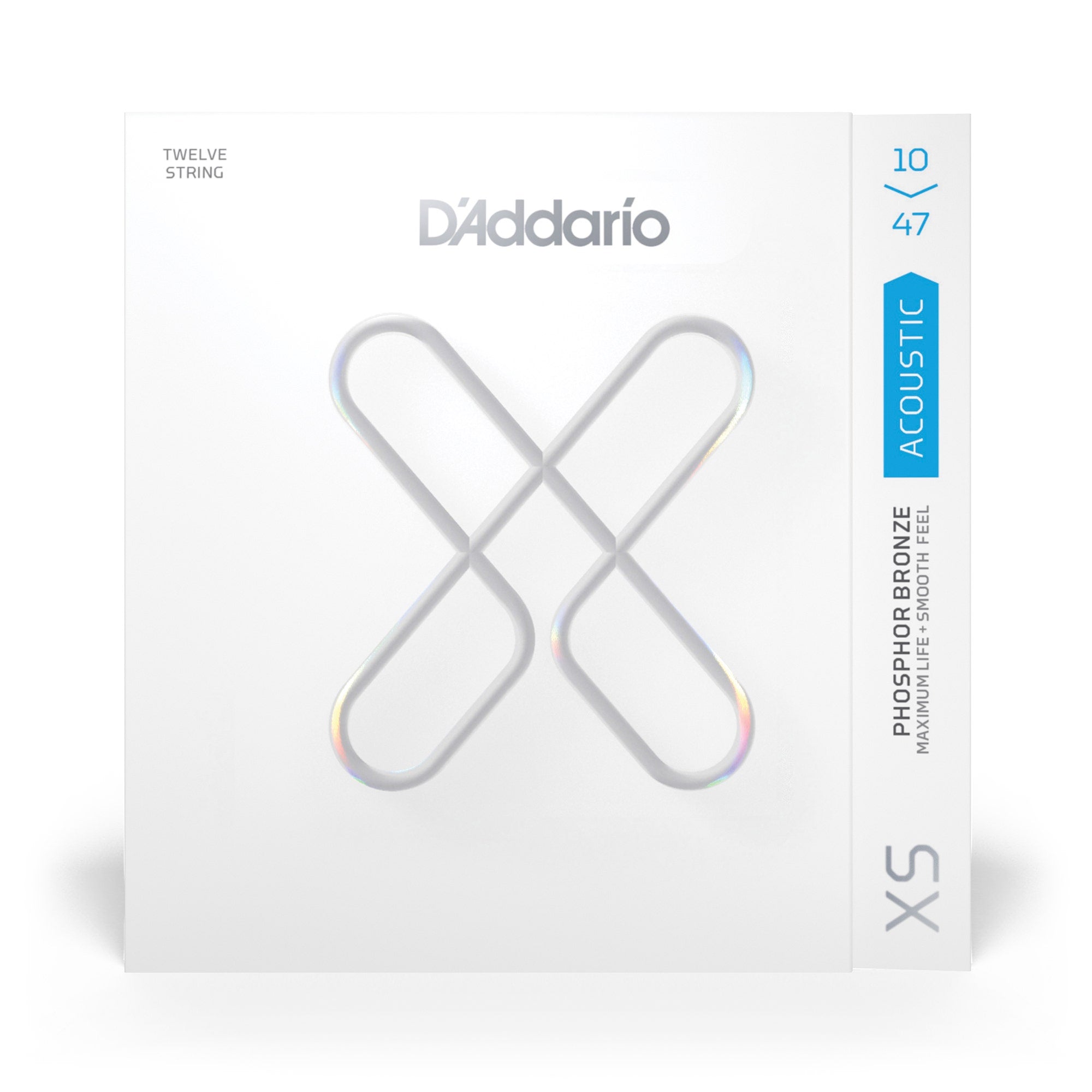 D'Addario XSAPB1047-12 Phosphor Bronze Acoustic Guitar Strings, Light, 10-47, 12-String
