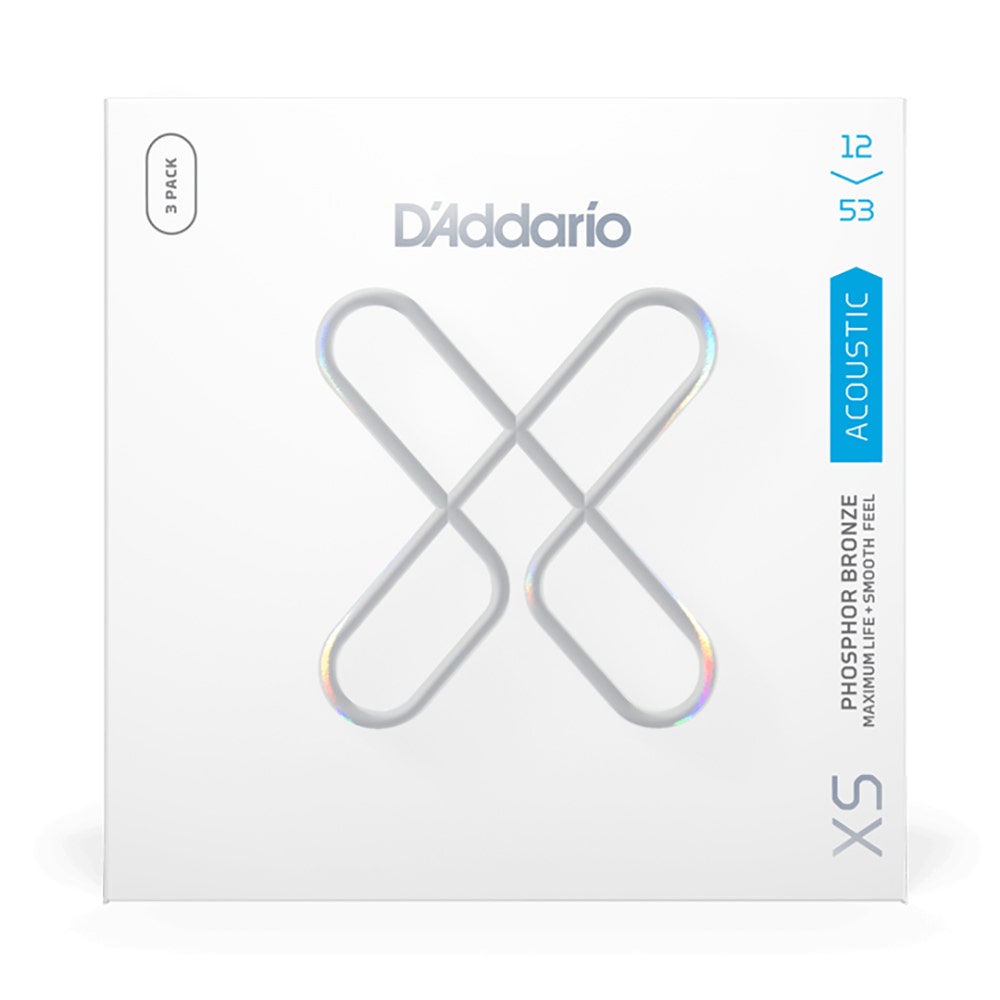 D'Addario XSAPB1253-3P 3-Pack Phosphor Bronze Coated Acoustic Guitar Strings, 12-53
