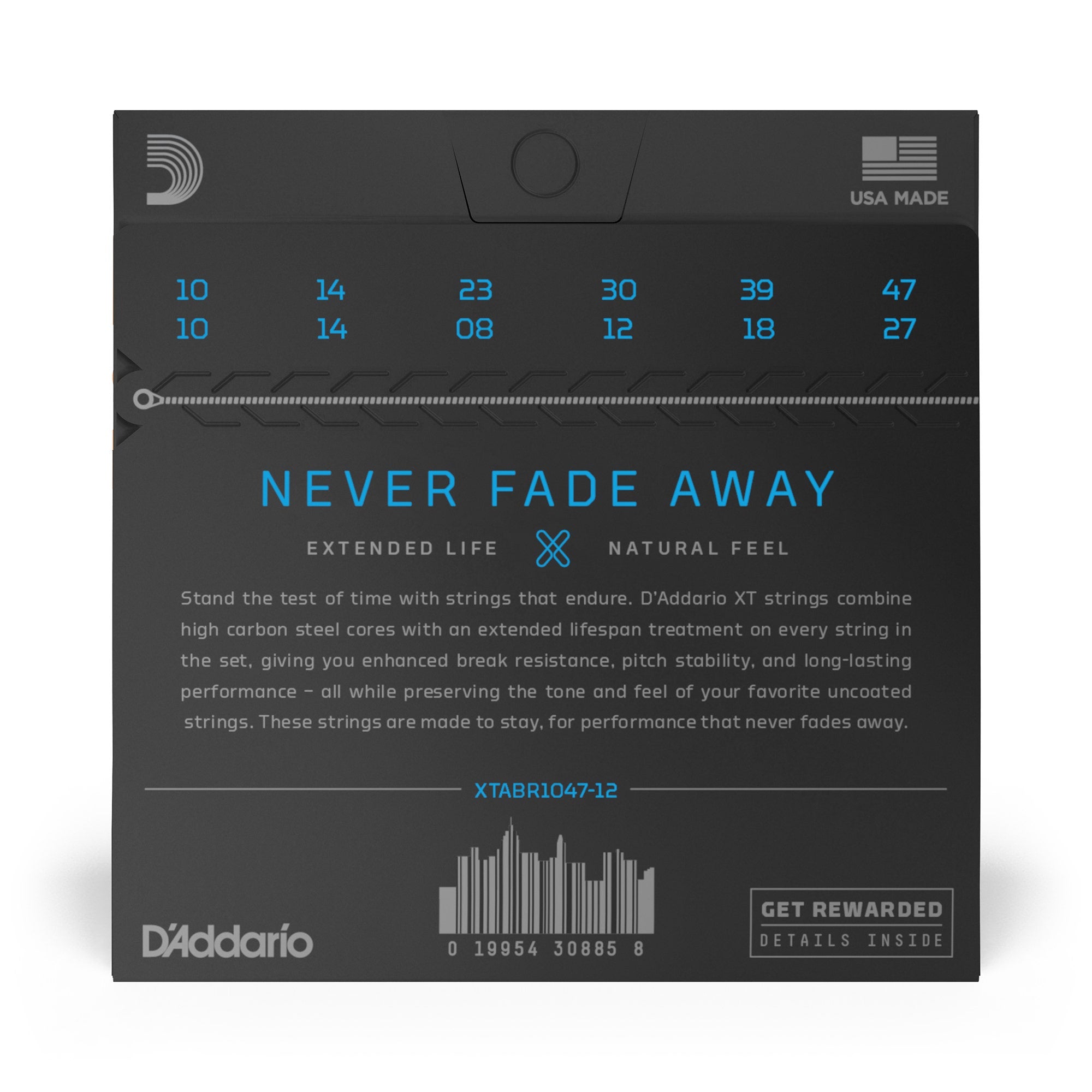 D'Addario XTABR1047-12 XT Series 12-String Acoustic Guitar Strings, 80/20 Bronze, 10-47
