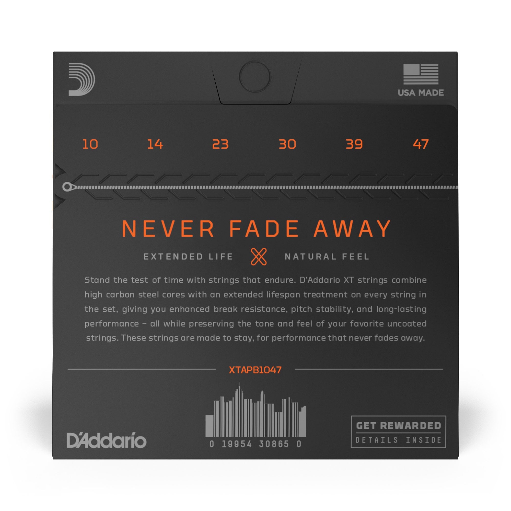 D'Addario XTAPB1047 XT Series Acoustic Guitar Strings, Phosphor Bronze, 10-47