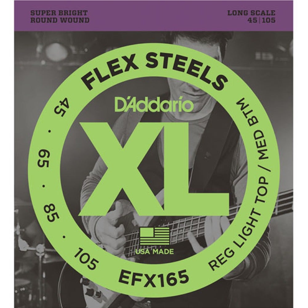 D'Addario EFX165 FlexSteels Custom Light Long Scale Electric Bass Strings 45-105