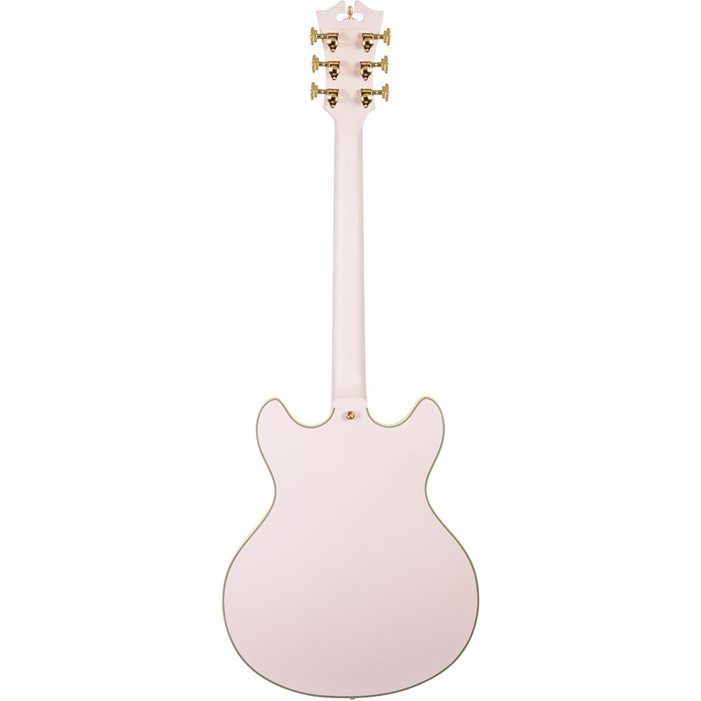 D'Angelico Guitars DADDCMPKGTCB Deluxe DC Electric Guitar, Stairstep Tailpiece, Matte Rose Pink