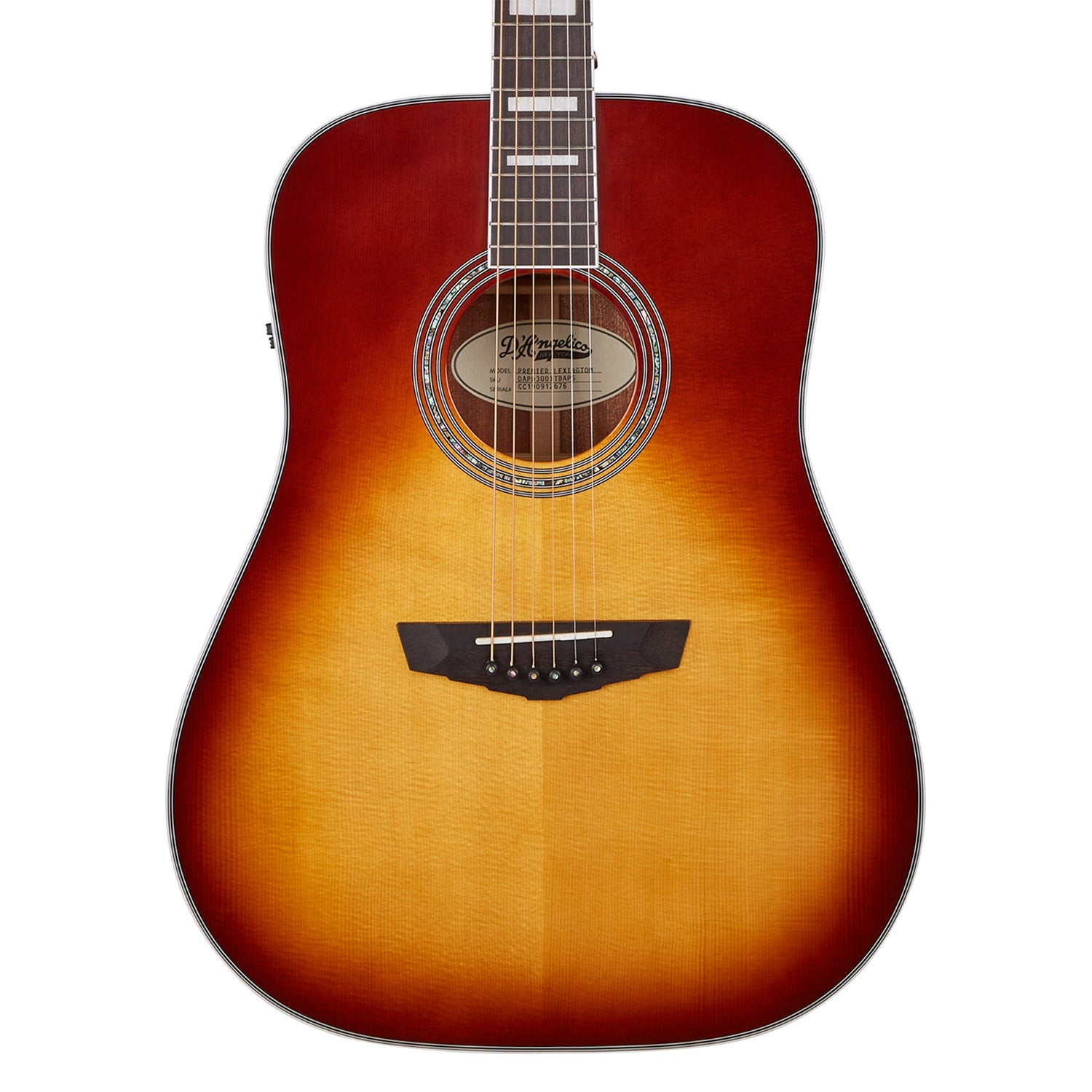 D'Angelico Premier Lexington Acoustic Electric Guitar, Ovangkol Fretboard, Iced Tea Burst