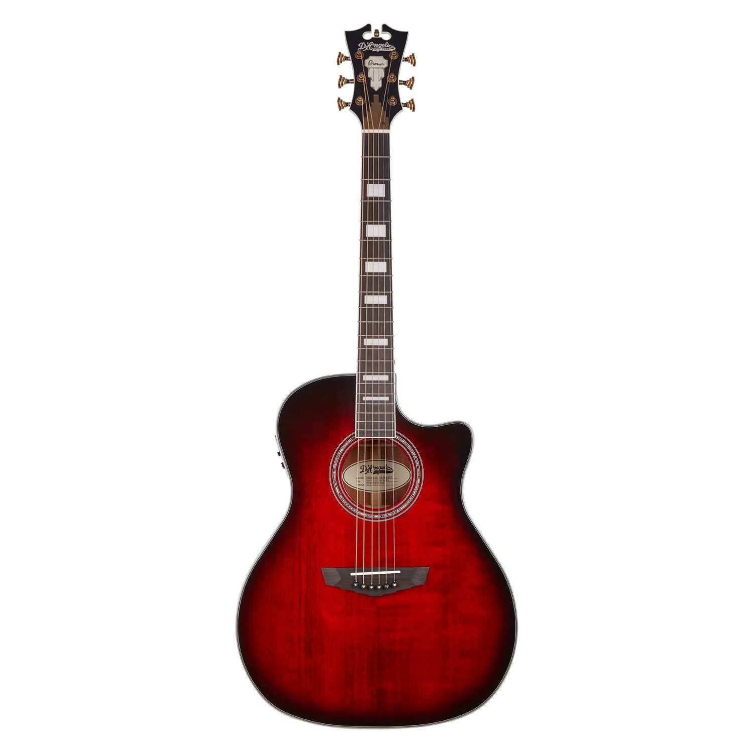 D'Angelico Premier Gramercy Acoustic Electirc Guitar, Ovangkol Fretboard, Trans Black Cherry Burst