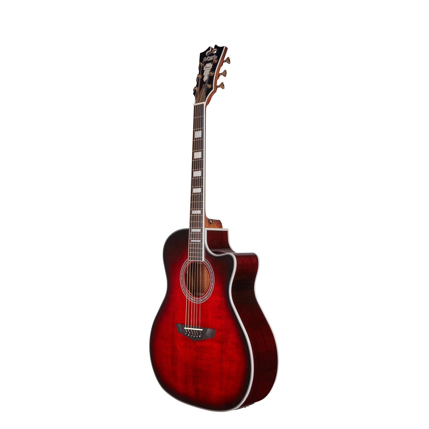 D'Angelico Premier Gramercy Acoustic Electirc Guitar, Ovangkol Fretboard, Trans Black Cherry Burst