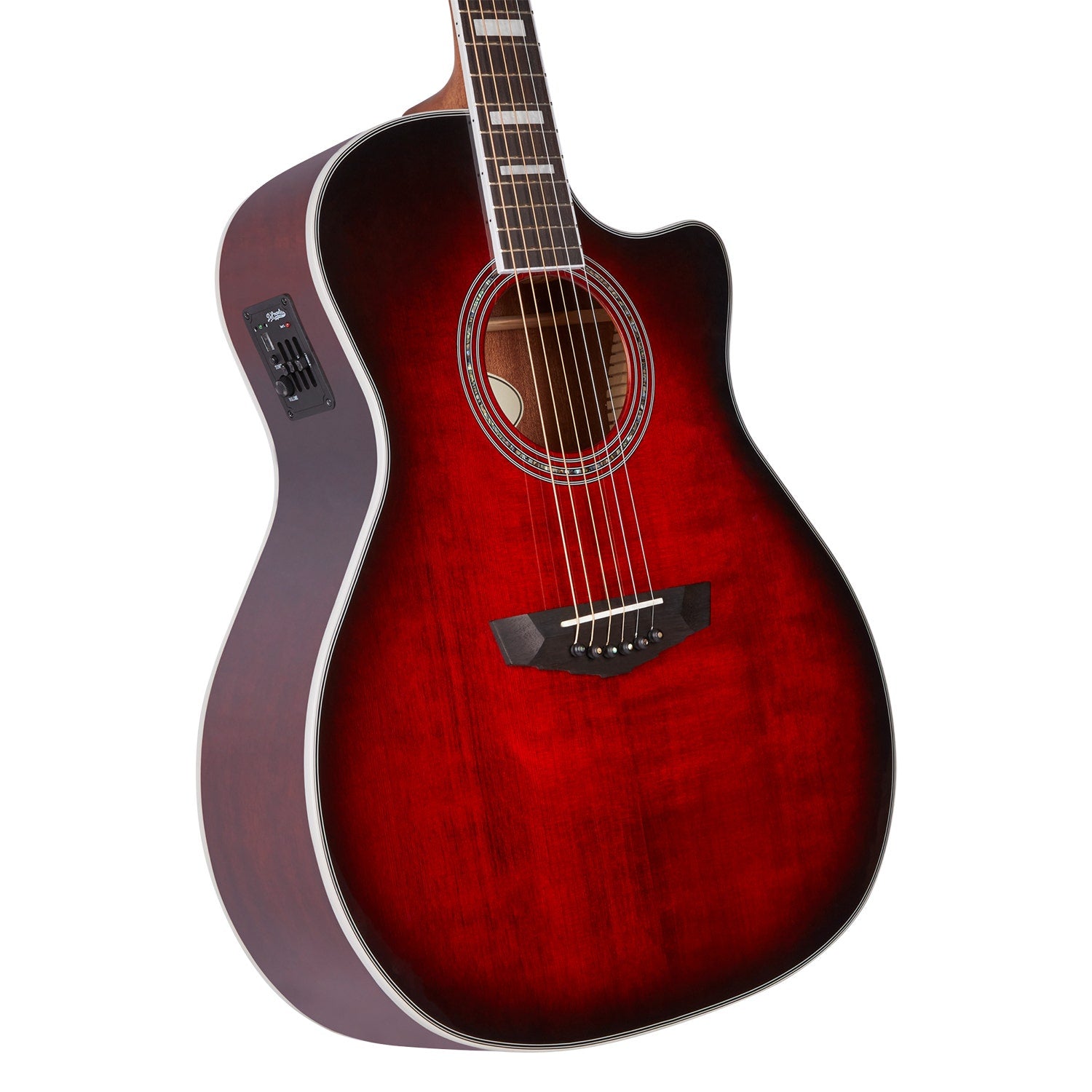 D'Angelico Premier Gramercy Acoustic Electirc Guitar, Ovangkol Fretboard, Trans Black Cherry Burst