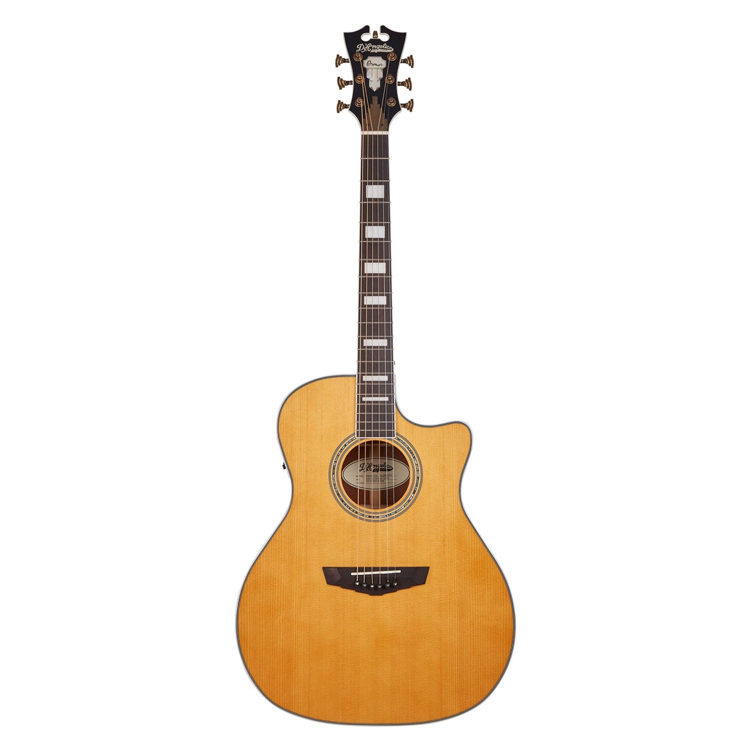 D'Angelico Premier Gramercy Acoustic Electirc Guitar, Ovangkol Fretboard, Vintage Natural
