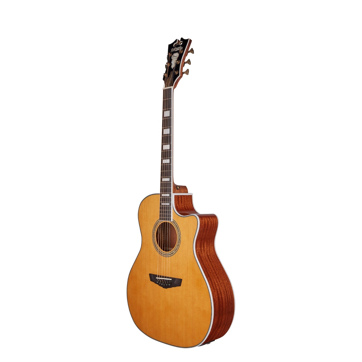 D'Angelico Premier Gramercy Acoustic Electirc Guitar, Ovangkol Fretboard, Vintage Natural