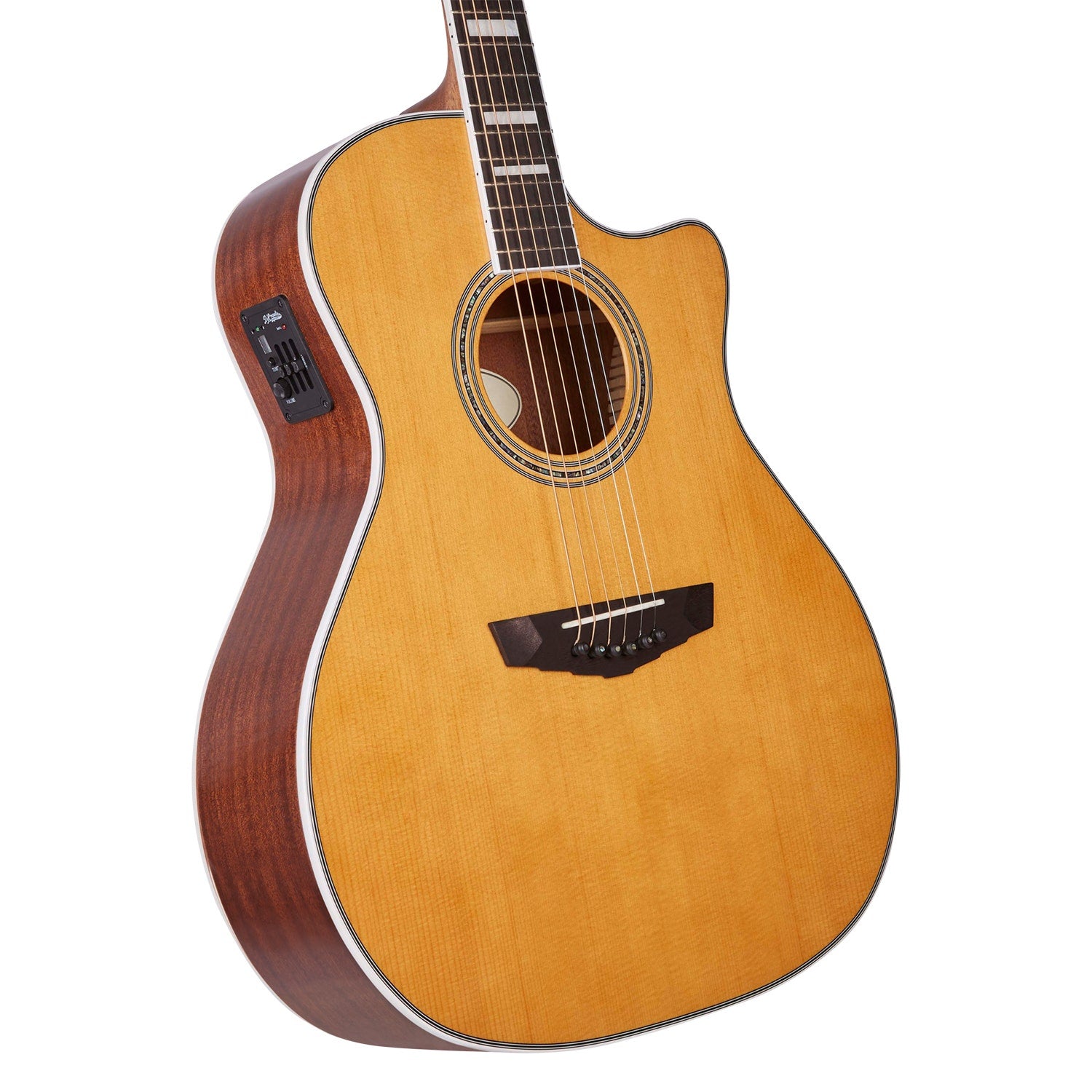 D'Angelico Premier Gramercy Acoustic Electirc Guitar, Ovangkol Fretboard, Vintage Natural