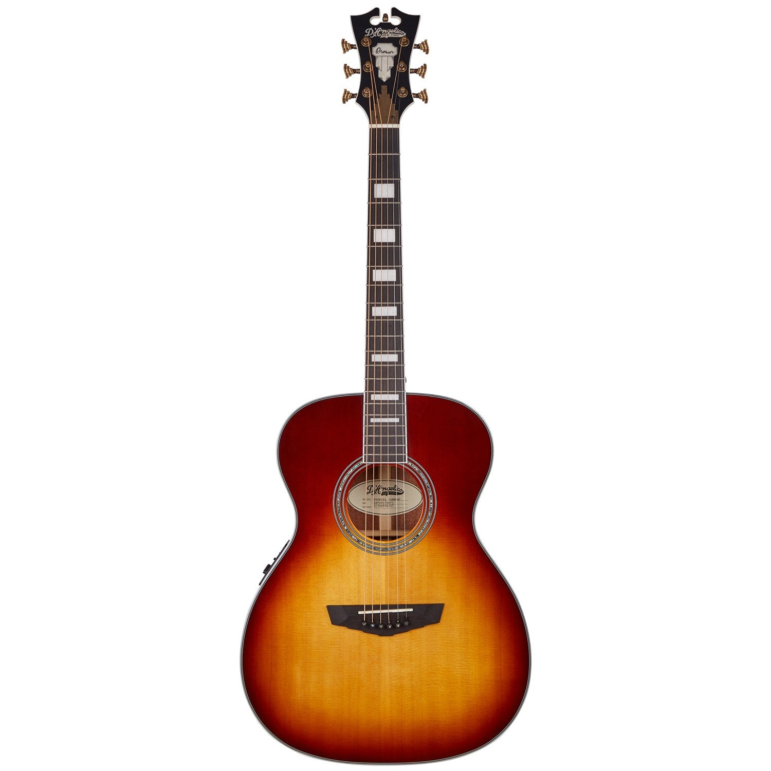 D'Angelico Premier Tammany Acoustic Electric Guitar, Ovangkol Fretboard, Iced Tea Burst