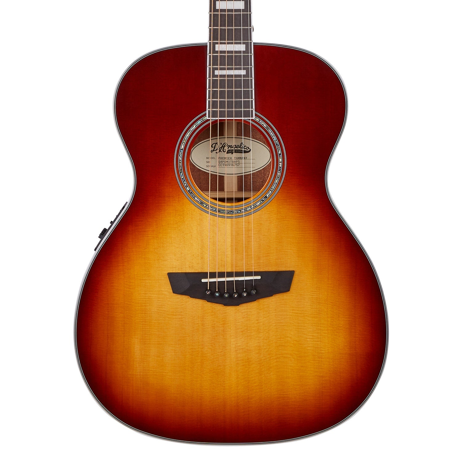D'Angelico Premier Tammany Acoustic Electric Guitar, Ovangkol Fretboard, Iced Tea Burst