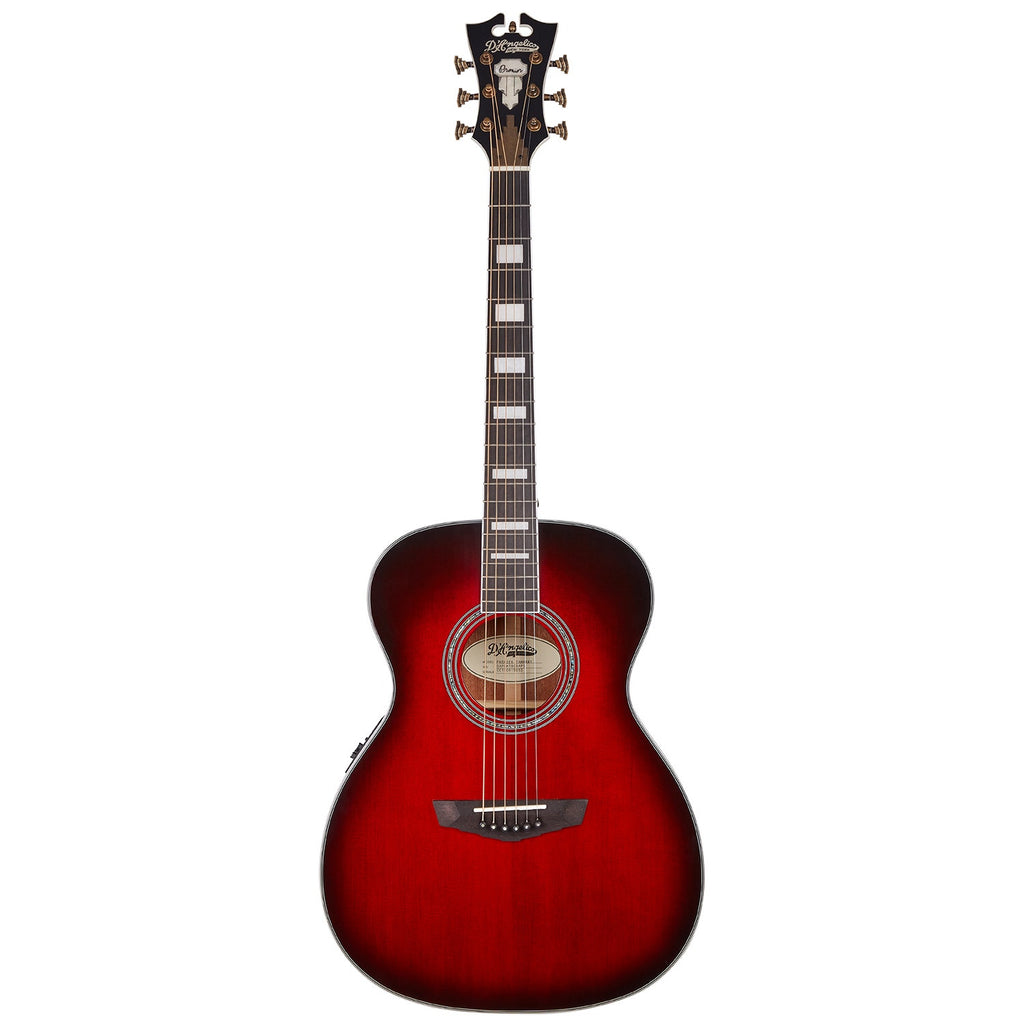 D'Angelico Premier Tammany Acoustic Electric Guitar, Ovangkol Fretboard, Trans Black Cherry Burst