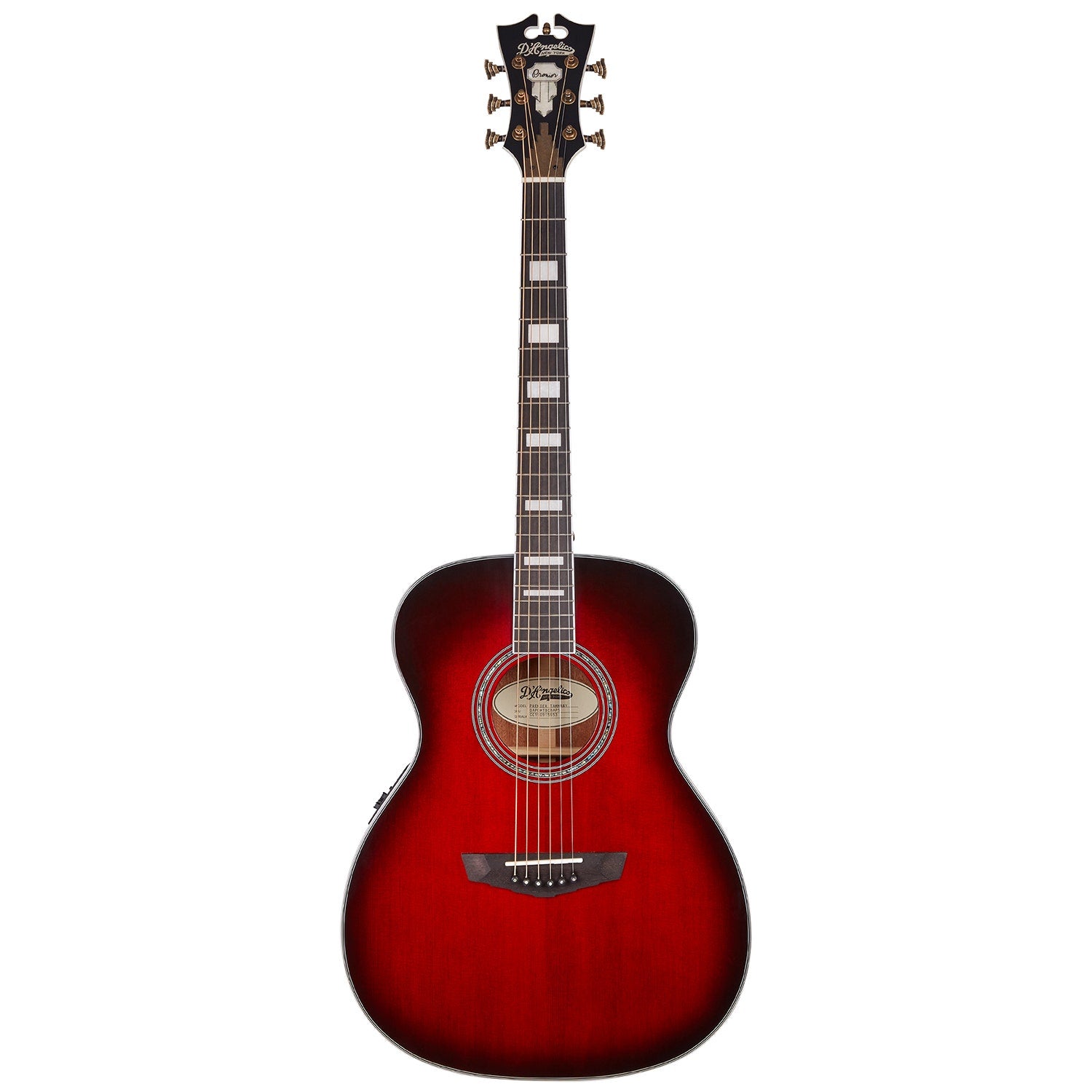 D'Angelico Premier Tammany Acoustic Electric Guitar, Ovangkol Fretboard, Trans Black Cherry Burst
