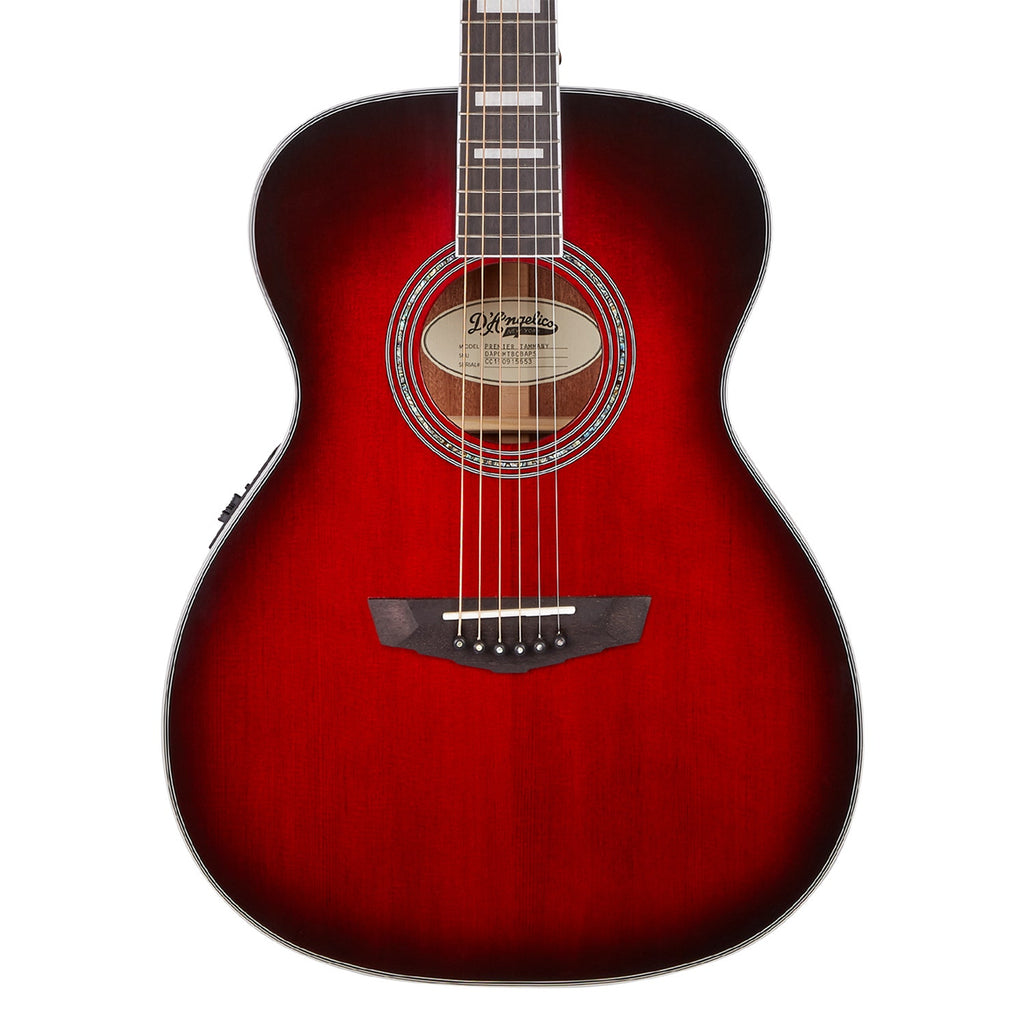 D'Angelico Premier Tammany Acoustic Electric Guitar, Ovangkol Fretboard, Trans Black Cherry Burst