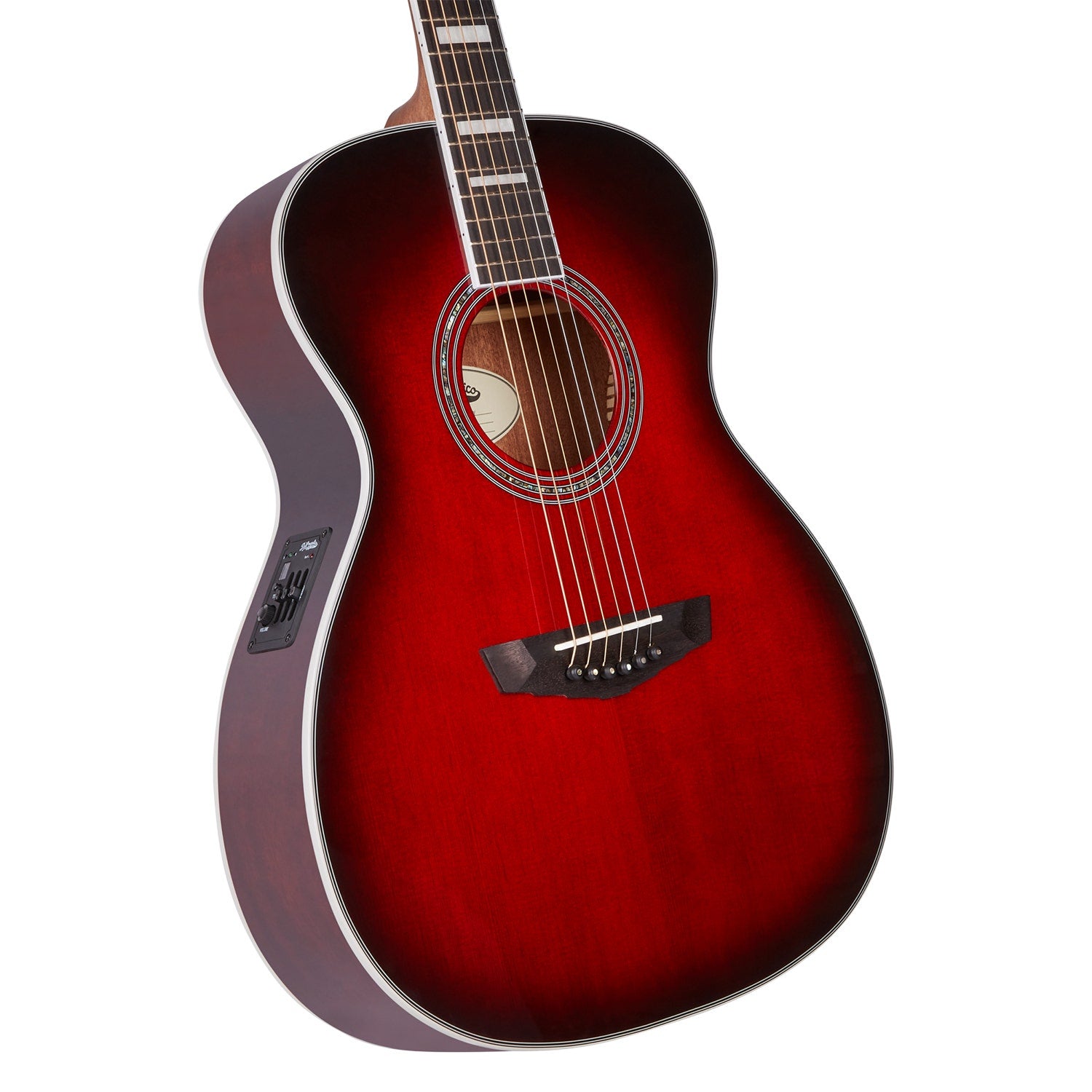 D'Angelico Premier Tammany Acoustic Electric Guitar, Ovangkol Fretboard, Trans Black Cherry Burst