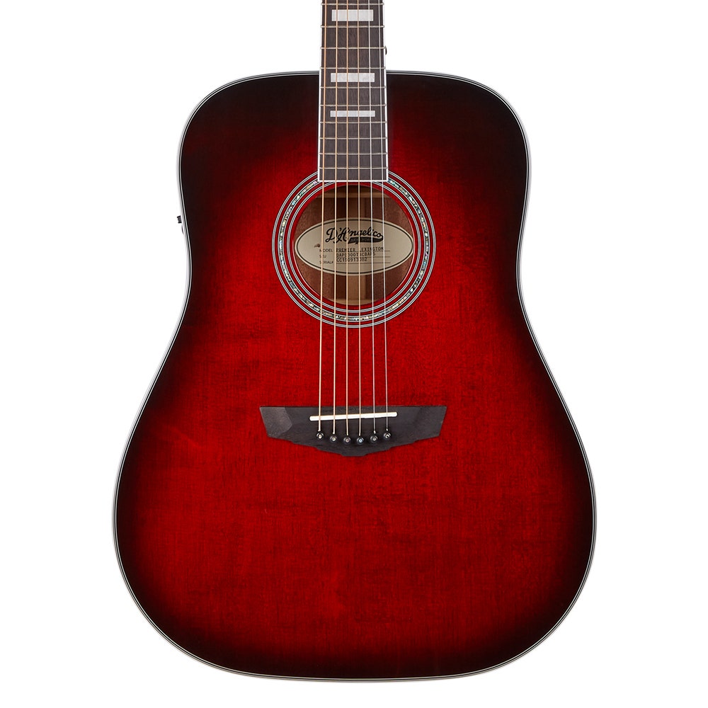 D'Angelico Guitars Premier Lexington Acoustic Electric Guitar, Ovangkol Fretboard, Trans Black Cherry Burst