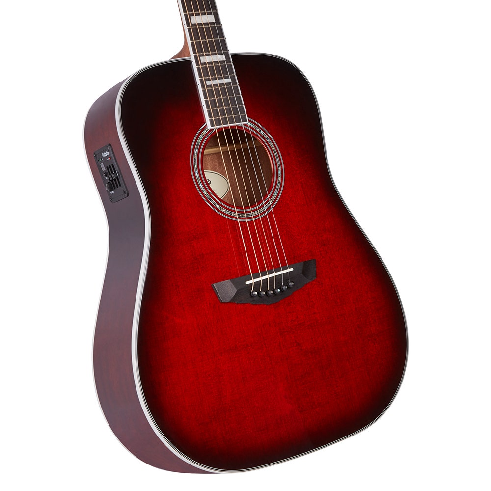 D'Angelico Guitars Premier Lexington Acoustic Electric Guitar, Ovangkol Fretboard, Trans Black Cherry Burst