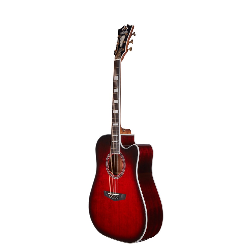 D'Angelico Guitars Premier Bowery Acoustic Electric Guitar, Ovangkol Fretboard, Trans Black Cherry Burst