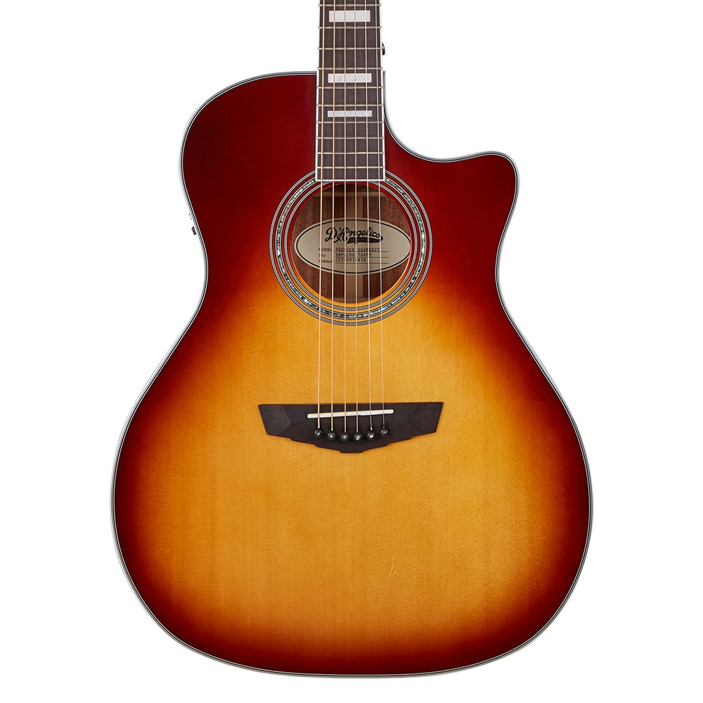 D'Angelico Guitars Premier Gramercy Acoustic Electric Guitar, Ovangkol Fretboard, Iced Tea Burst