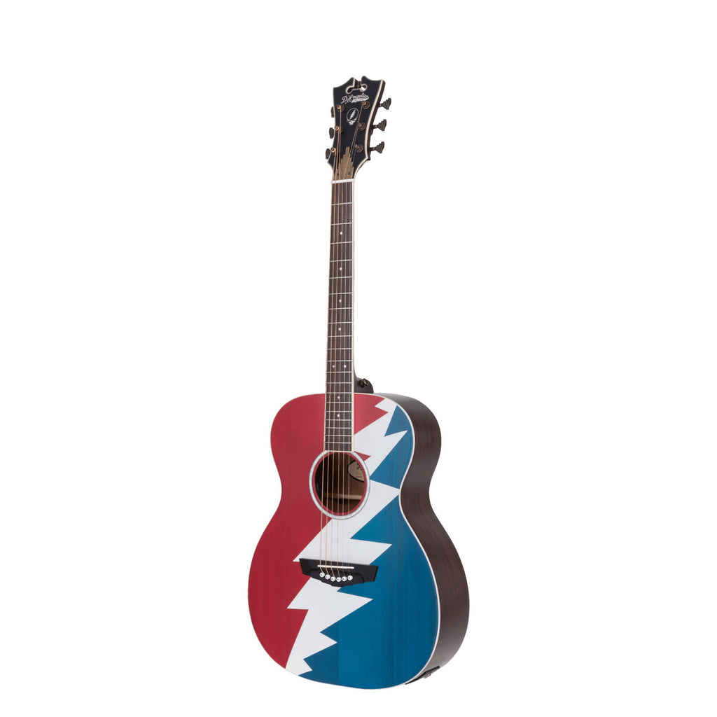 D'Angelico Limited Edition Premier Grateful Dead Tammany Orchestra Acoustic-Electric Guitar, Red White & Blue Lightning Bolt