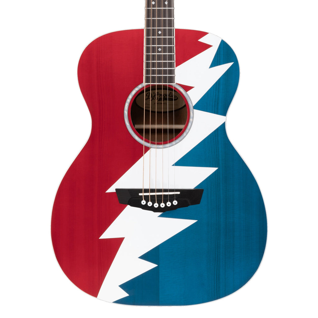 D'Angelico Limited Edition Premier Grateful Dead Tammany Orchestra Acoustic-Electric Guitar, Red White & Blue Lightning Bolt