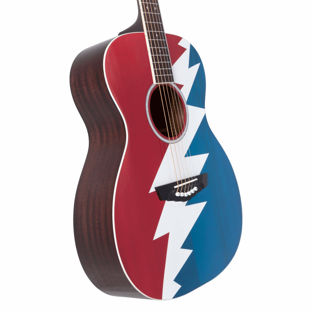 D'Angelico Limited Edition Premier Grateful Dead Tammany Orchestra Acoustic-Electric Guitar, Red White & Blue Lightning Bolt