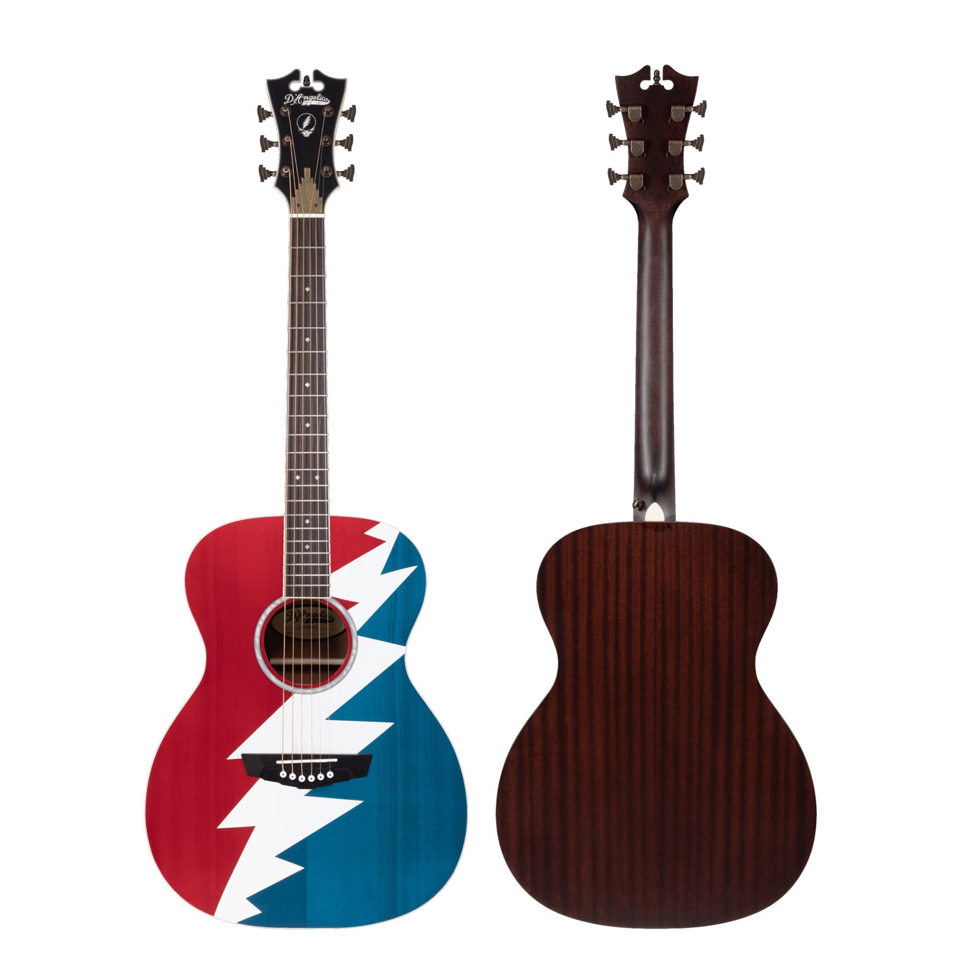 D'Angelico Limited Edition Premier Grateful Dead Tammany Orchestra Acoustic-Electric Guitar, Red White & Blue Lightning Bolt