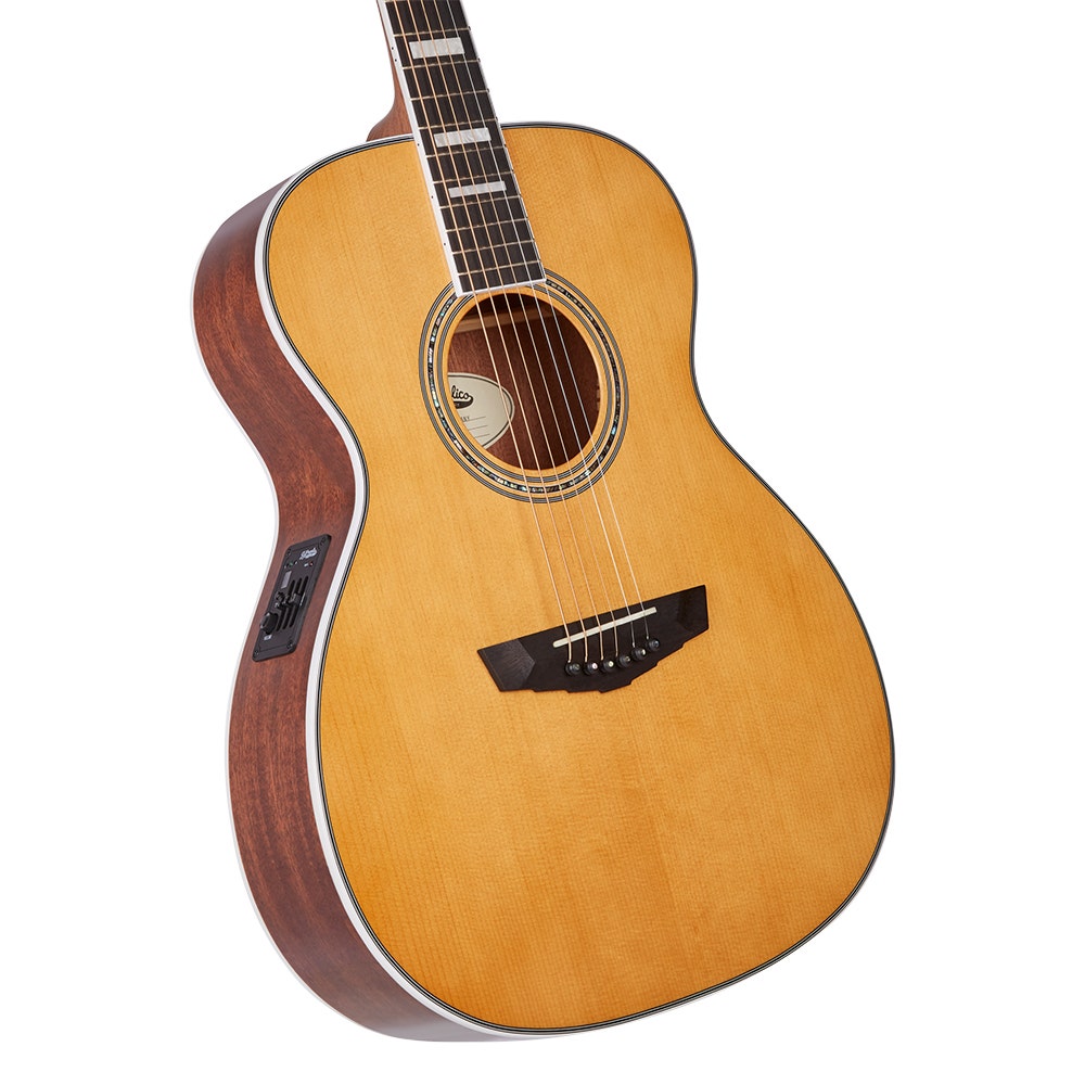 D'Angelico Guitars Premier Tammany Acoustic Electric Guitar, Ovangkol Fretboard, Vintage Natural