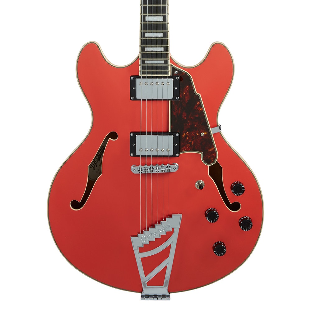 D'Angelico Guitars DAPDCFRCTCB Premier DC Electric Guitar, Stairstep Tailpiece, Fiesta Red