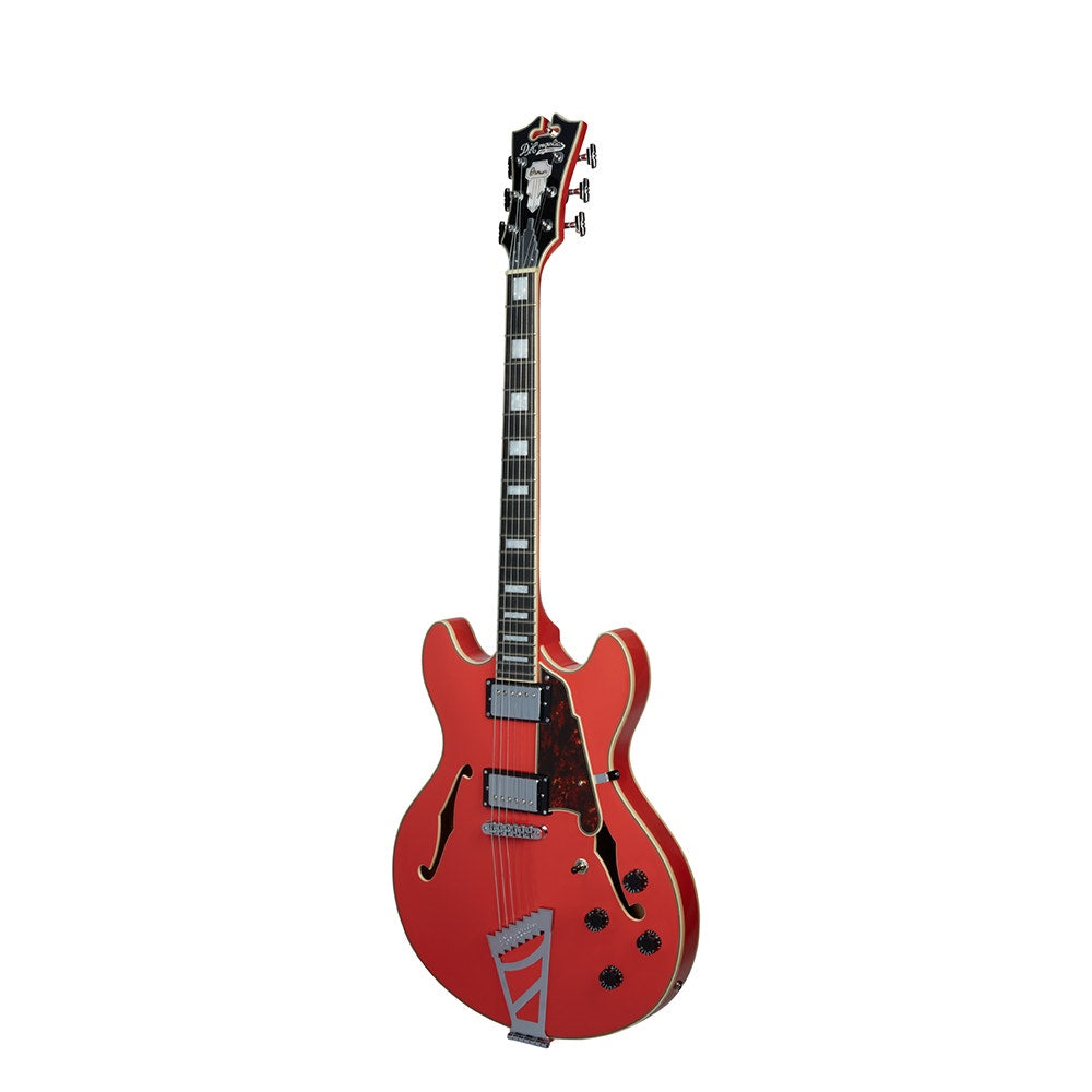 D'Angelico Guitars DAPDCFRCTCB Premier DC Electric Guitar, Stairstep Tailpiece, Fiesta Red